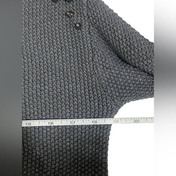 Topshop Charcoal Knit Pullover Sweater Wool Cotton Shoulder Studs Size 4 - Picture 10 of 14